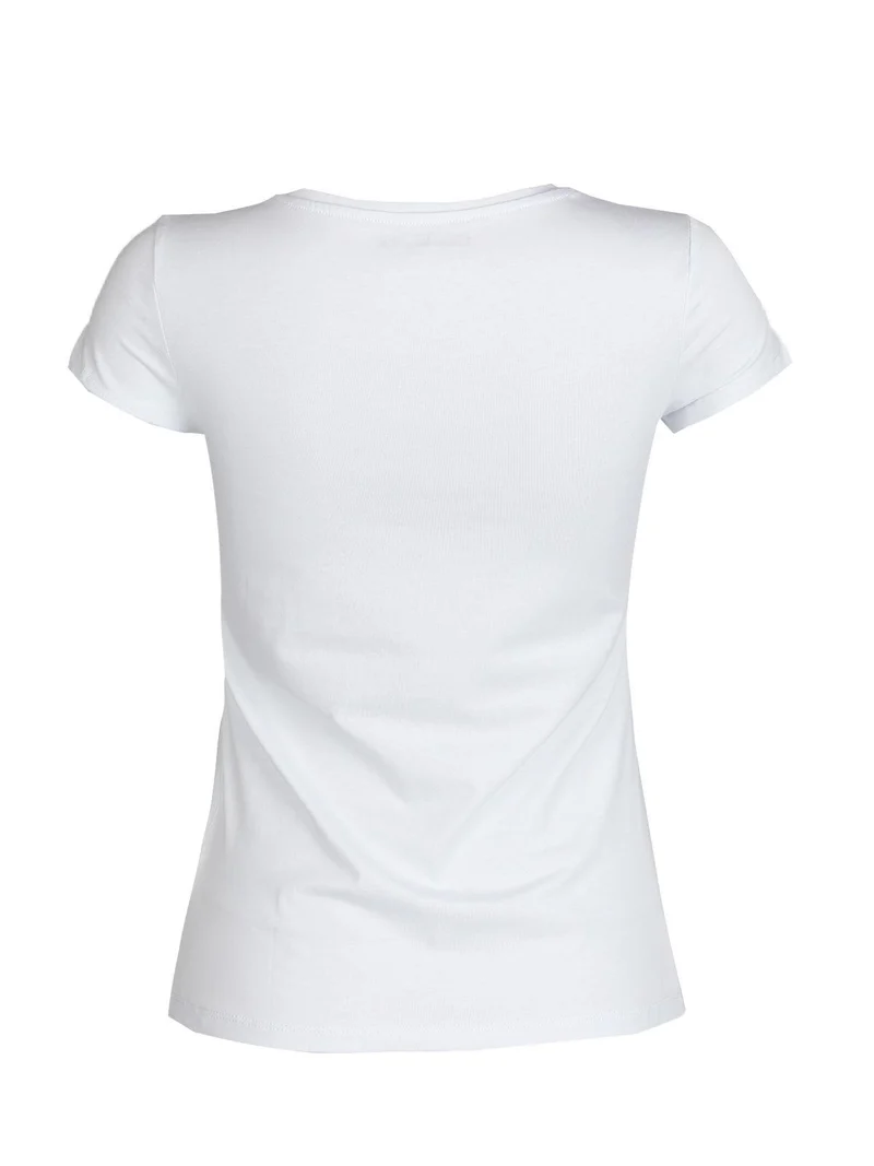 T-shirt con stampa e perline - arancione