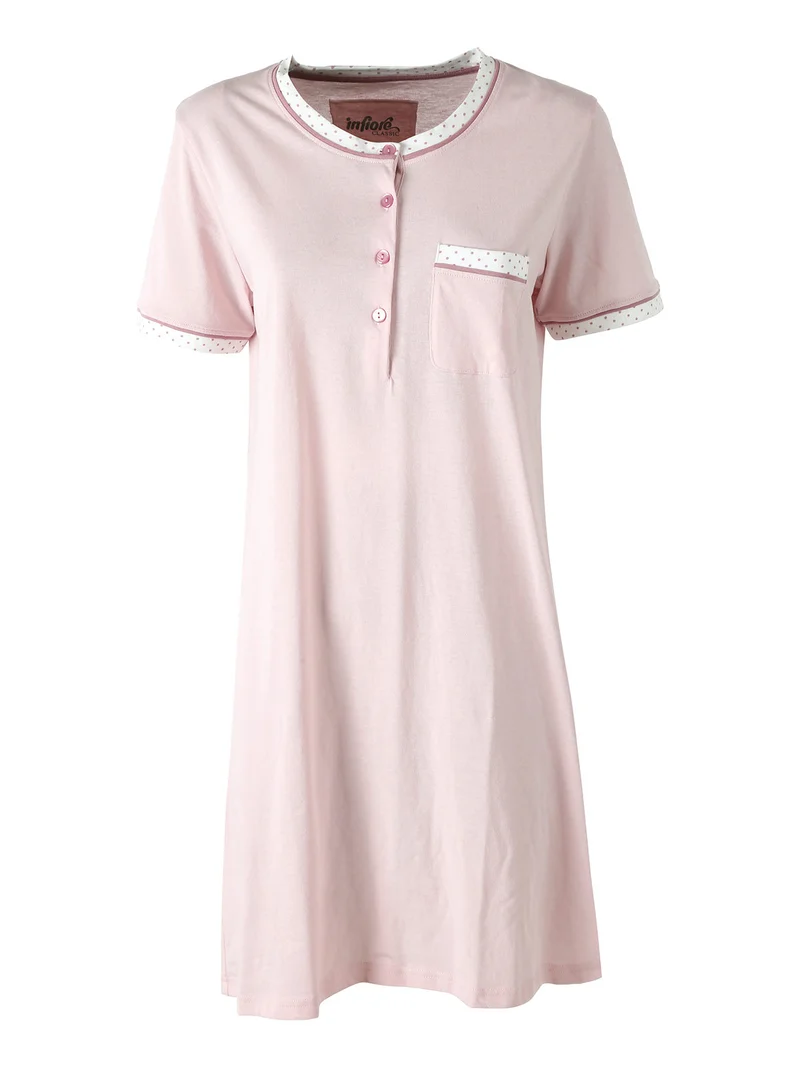 TABLEAU camicia da notte in cotone a maniche corte con taschino - rosa