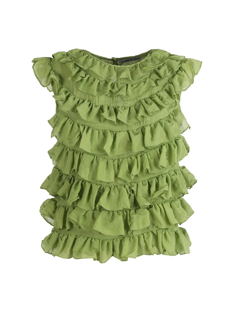 Top donna con balze - oliva