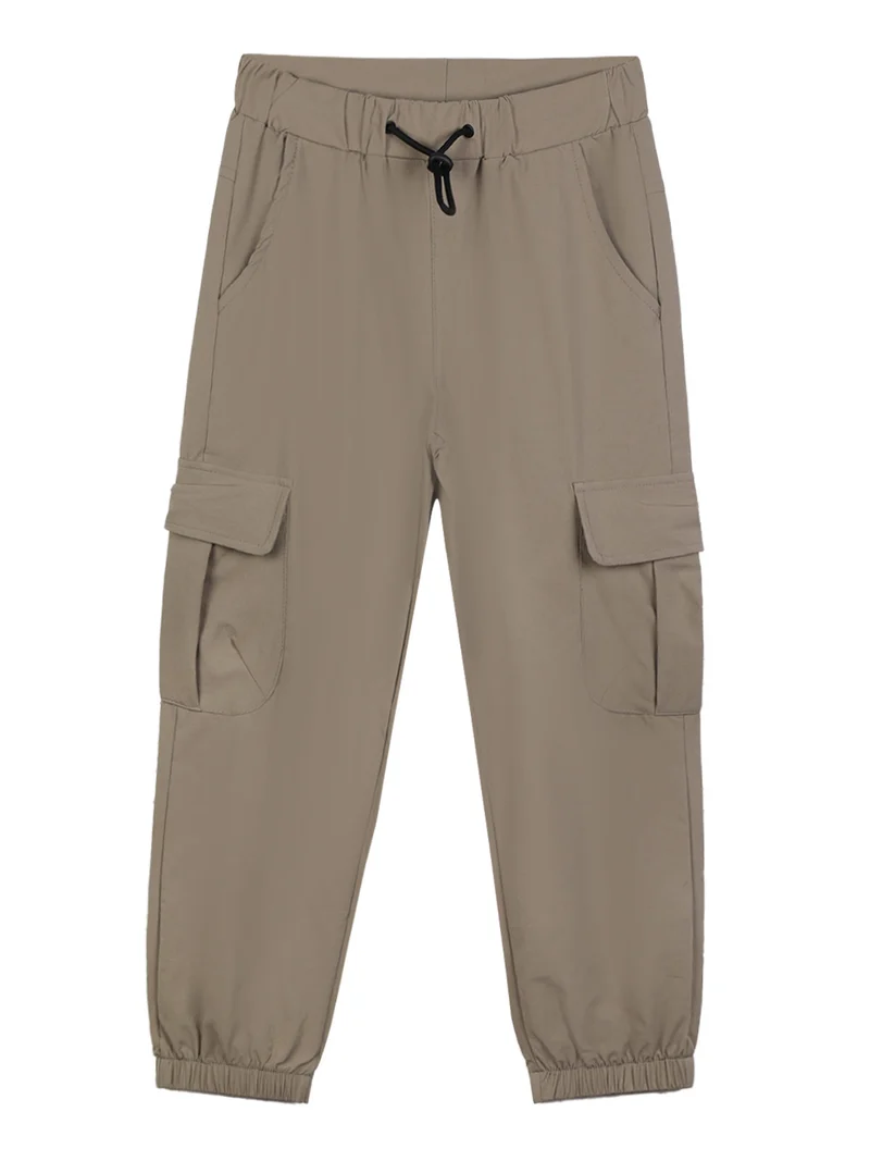 Pantaloni cargo da bambino con tasconi e polsini - khaki