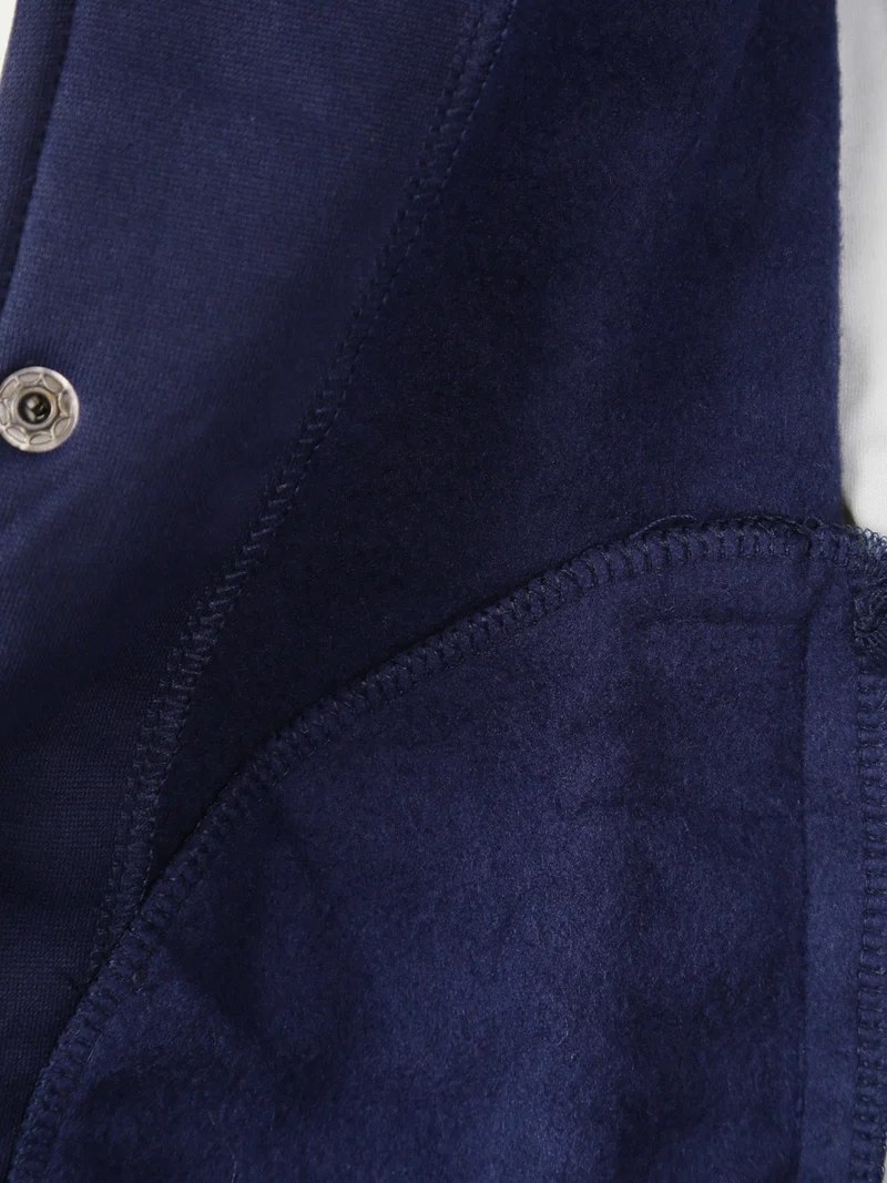 Completo baseball 3 pezzi da bambino con bottoni e interno felpato - blu