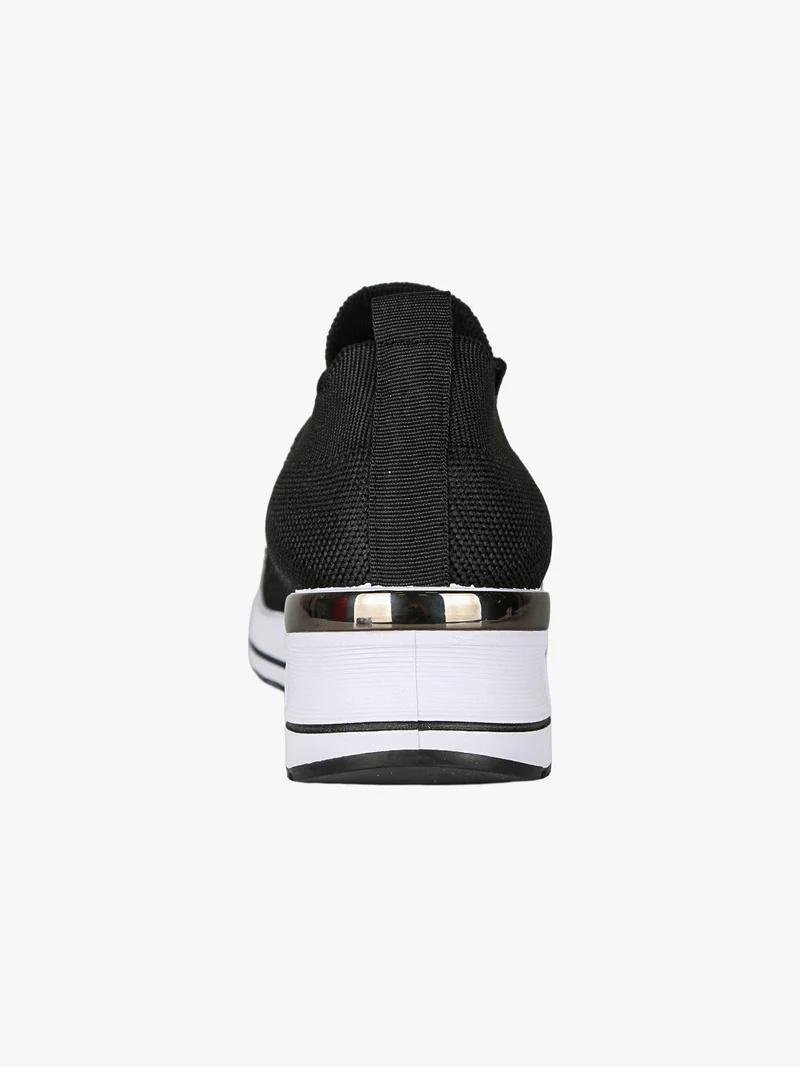 Sneakers donna con strass e zeppa - nero