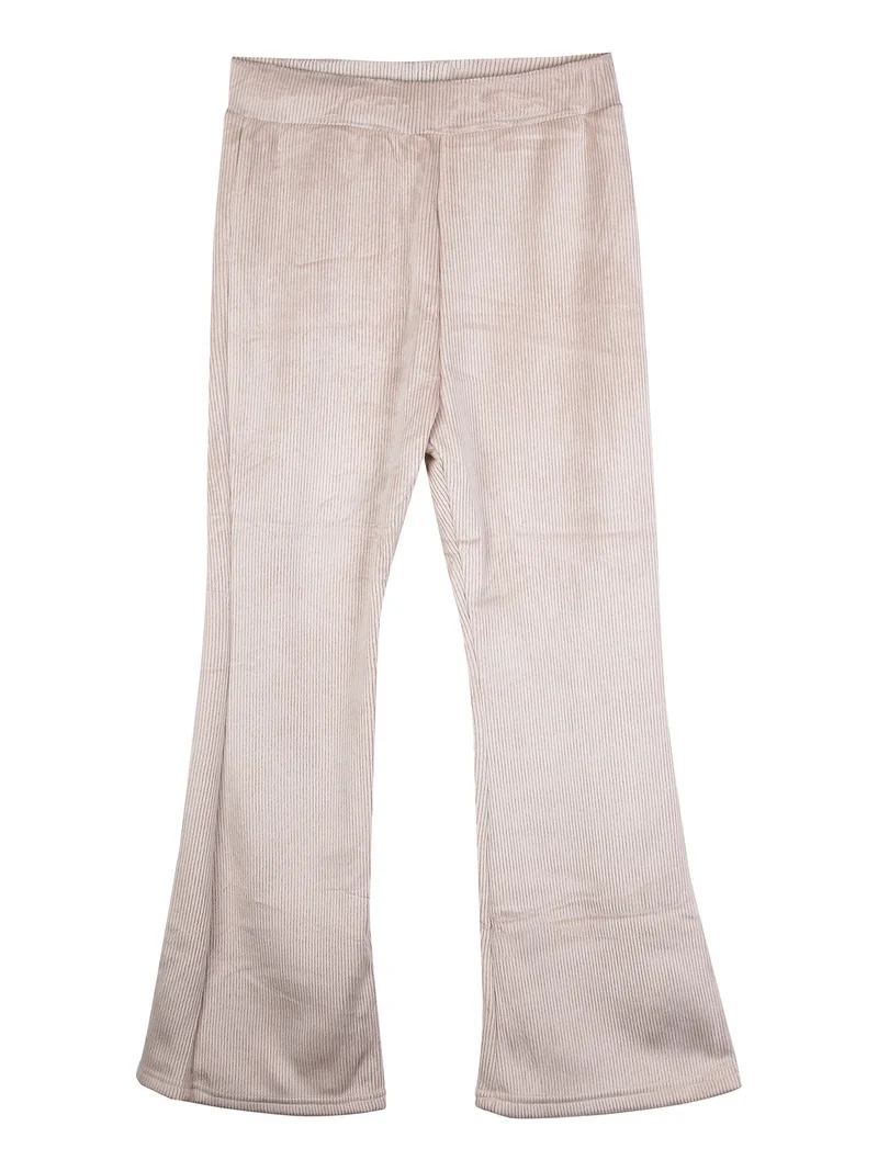 Pantaloni svasati in velluto da bambina - panna