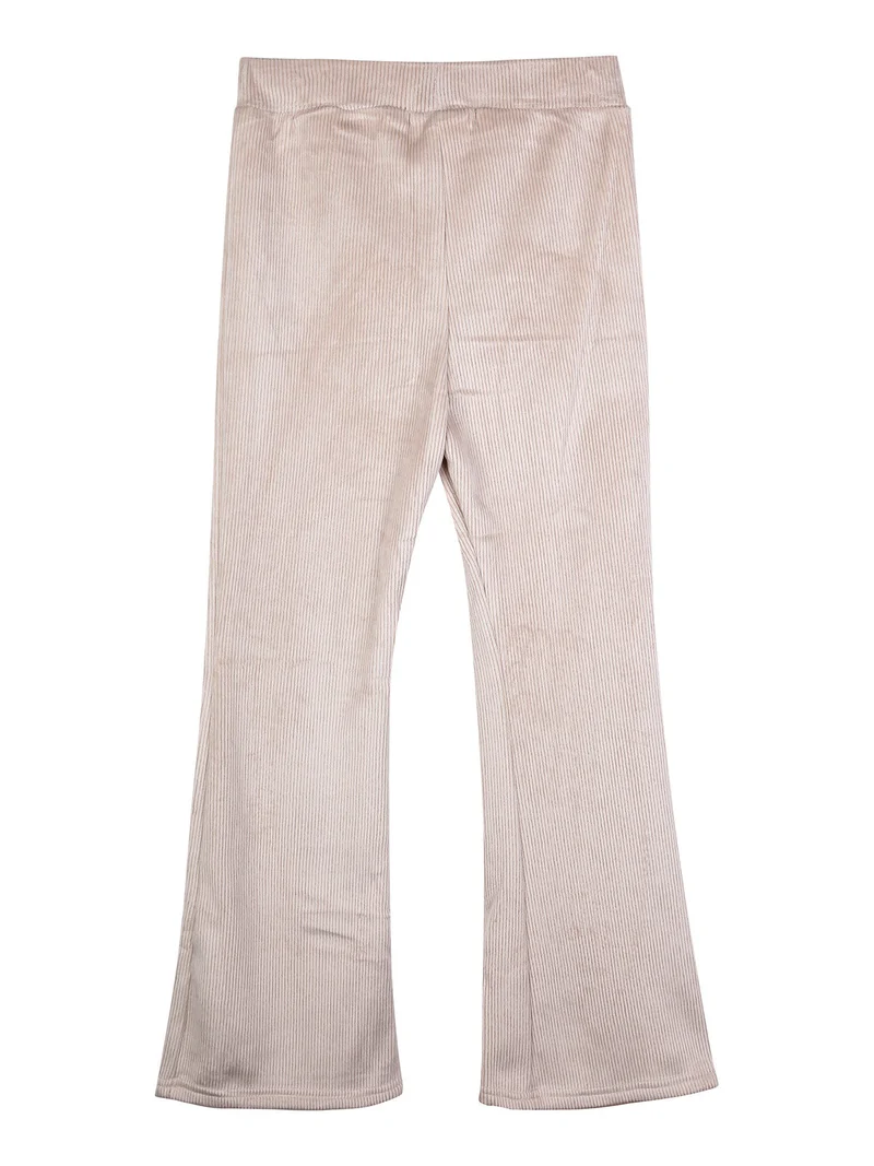Pantaloni svasati in velluto da bambina - panna