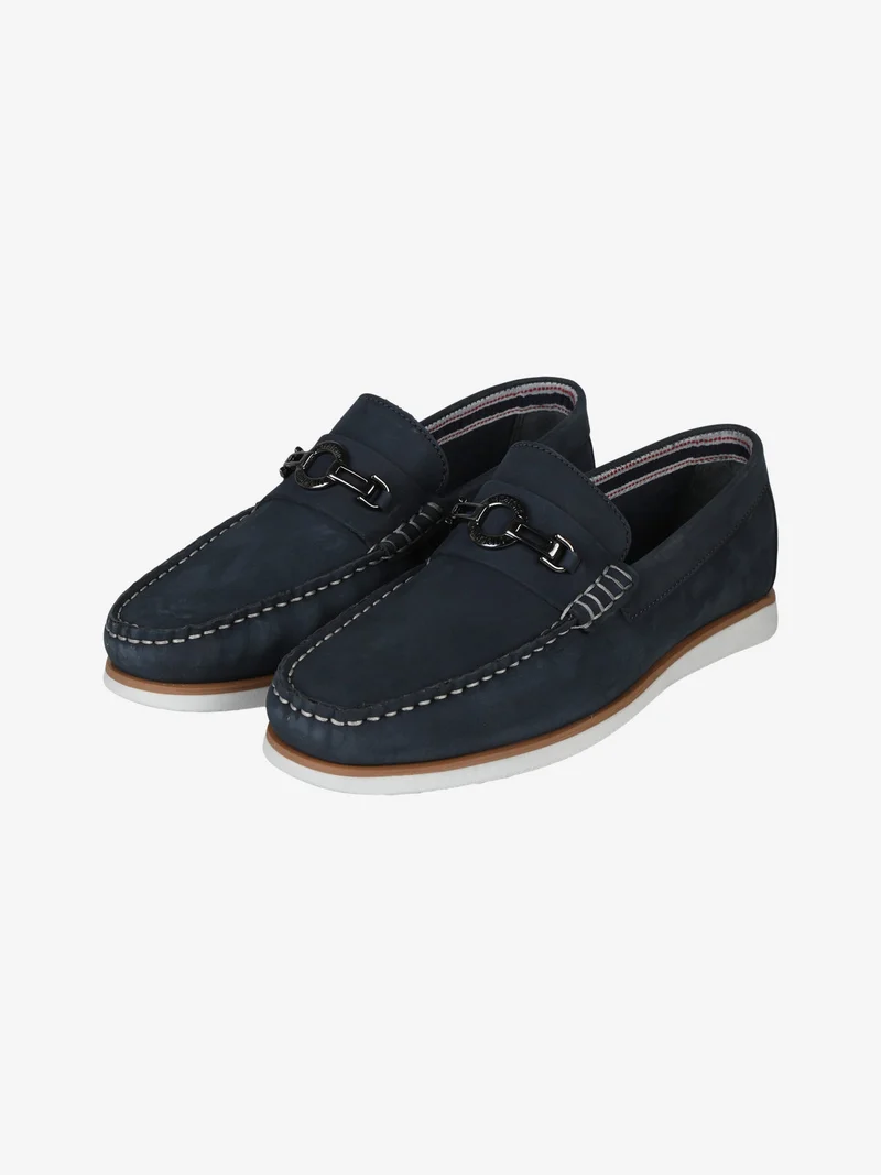 Mocassini in pelle da uomo - blu scuro