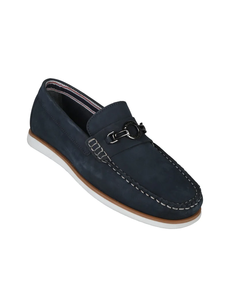 Mocassini in pelle da uomo - blu scuro