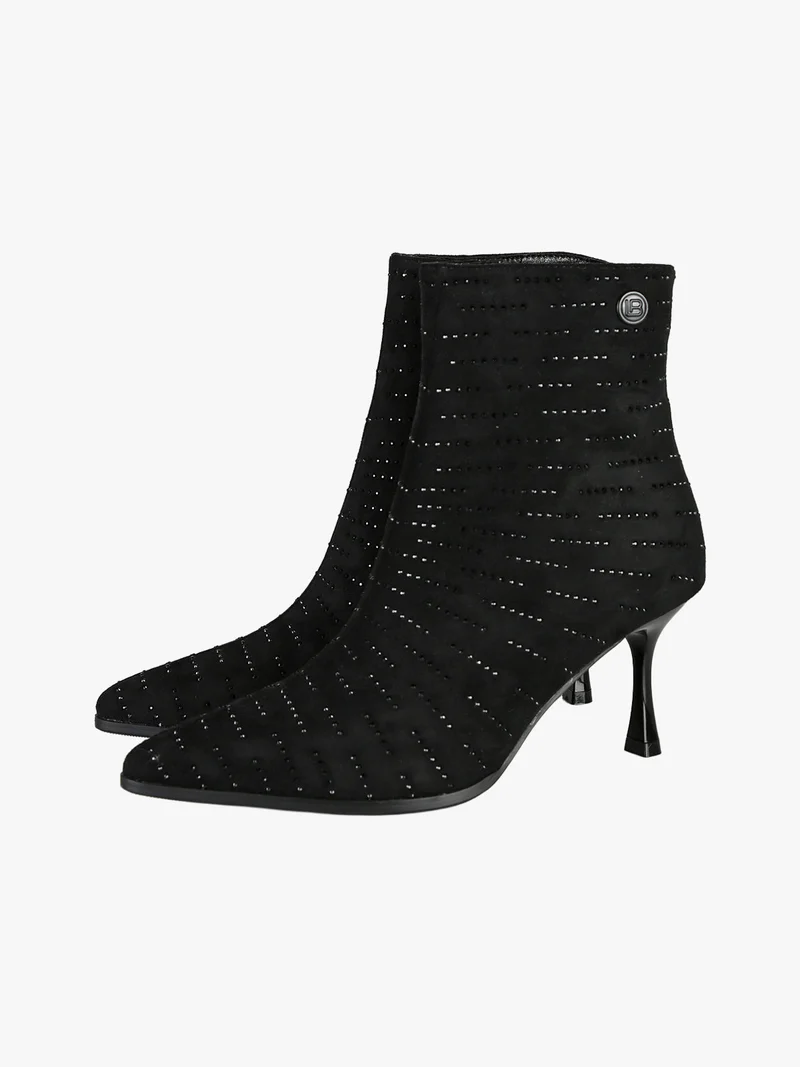 Stivaletti donna con tacco e piccole borchie - nero
