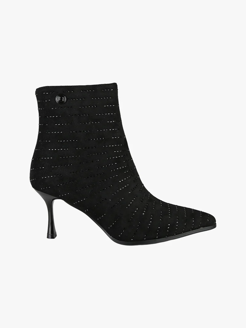 Stivaletti donna con tacco e piccole borchie - nero