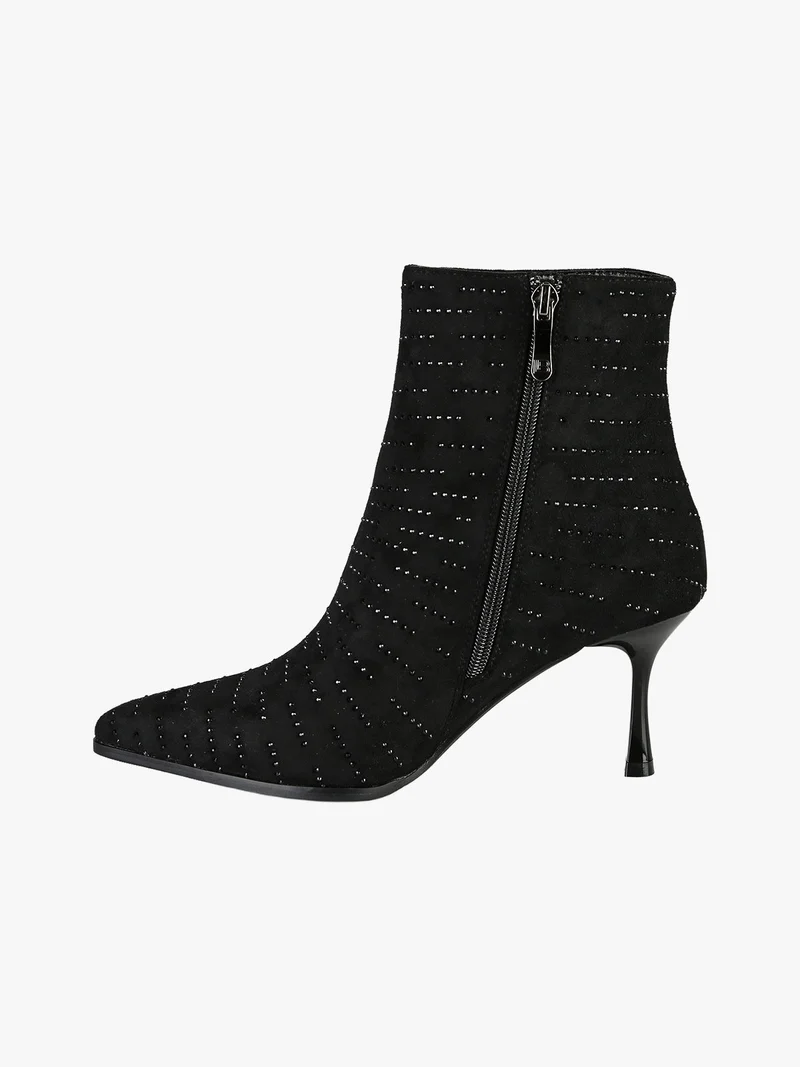 Stivaletti donna con tacco e piccole borchie - nero