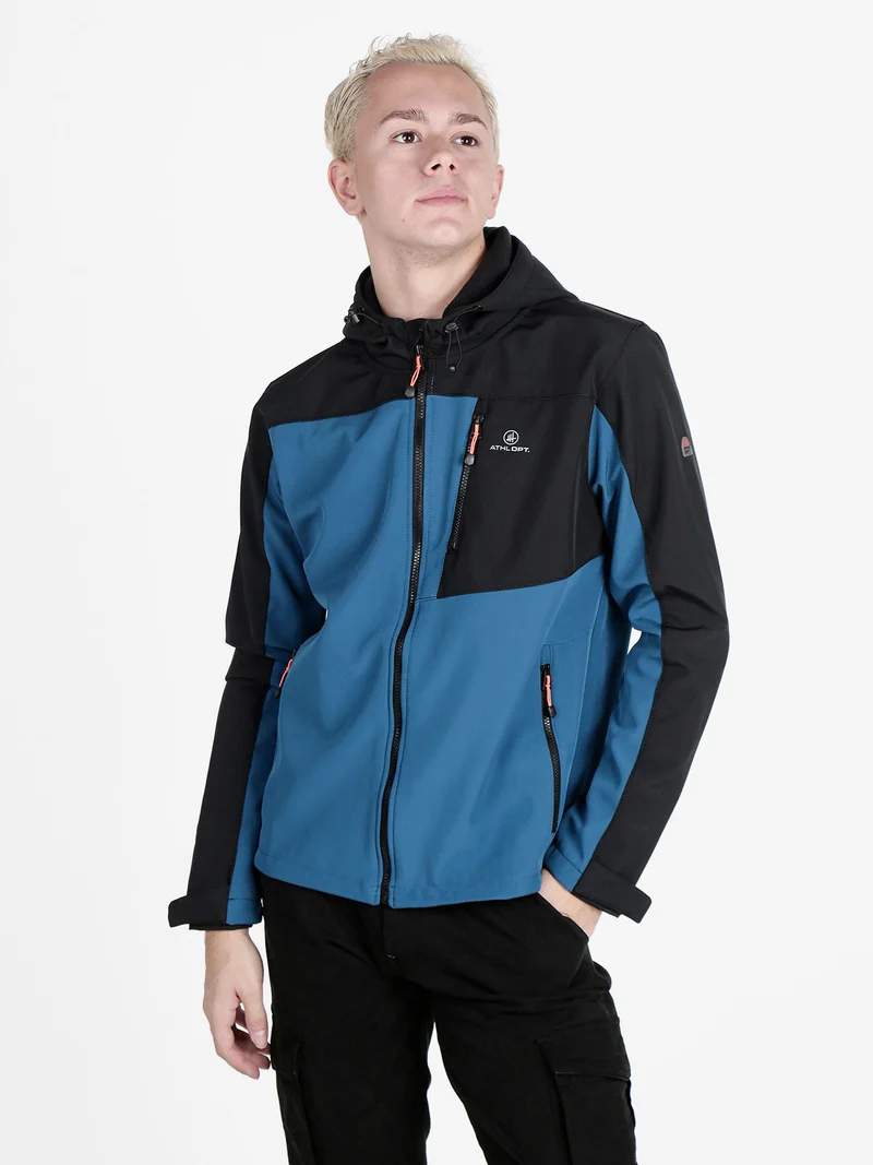 Giacca sportiva da uomo impermeabile con cappuccio e interno in pile - blu