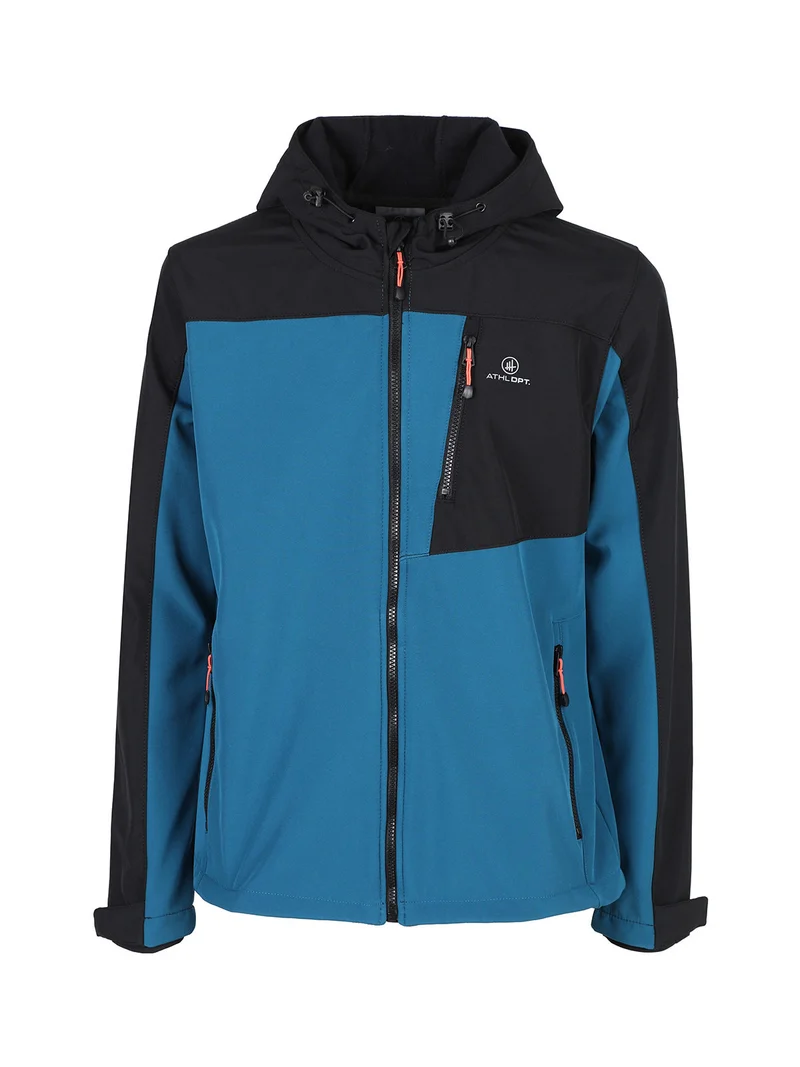 Giacca sportiva da uomo impermeabile con cappuccio e interno in pile - blu