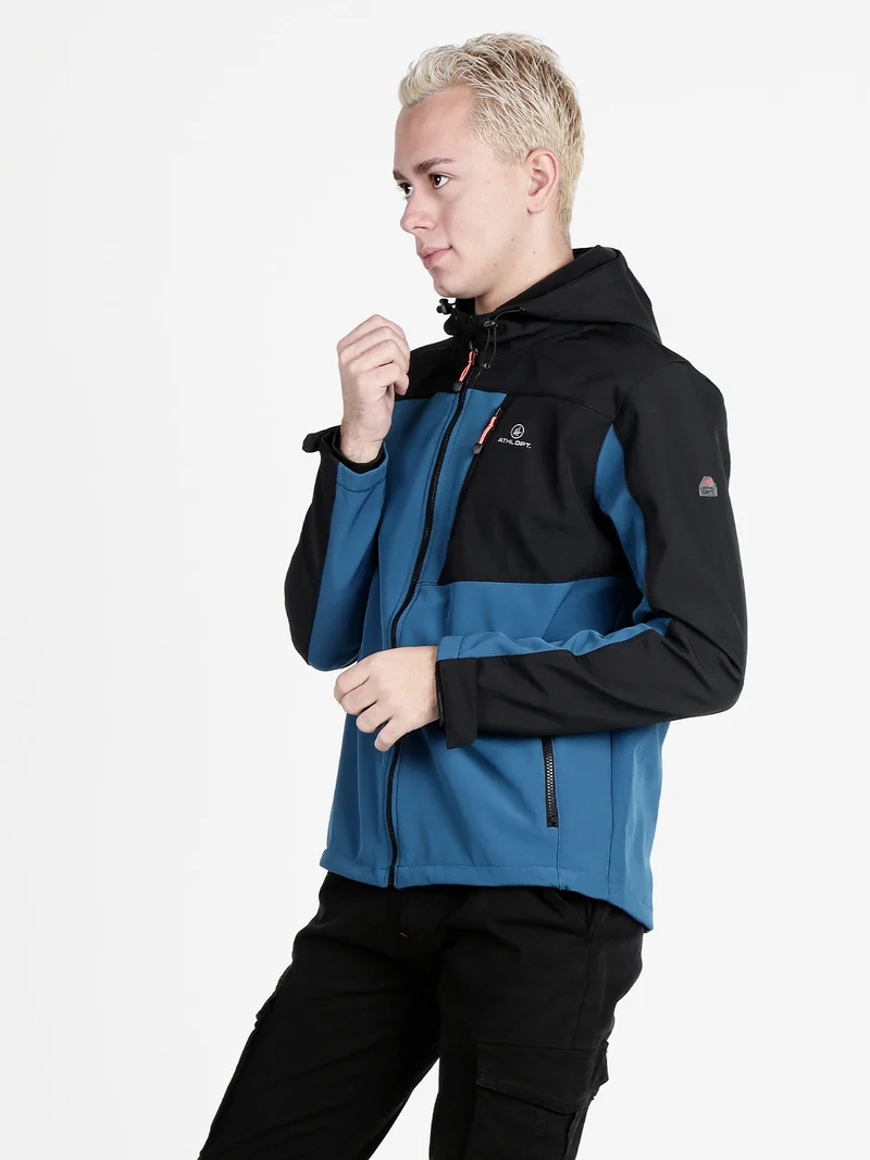 Giacca sportiva da uomo impermeabile con cappuccio e interno in pile - blu
