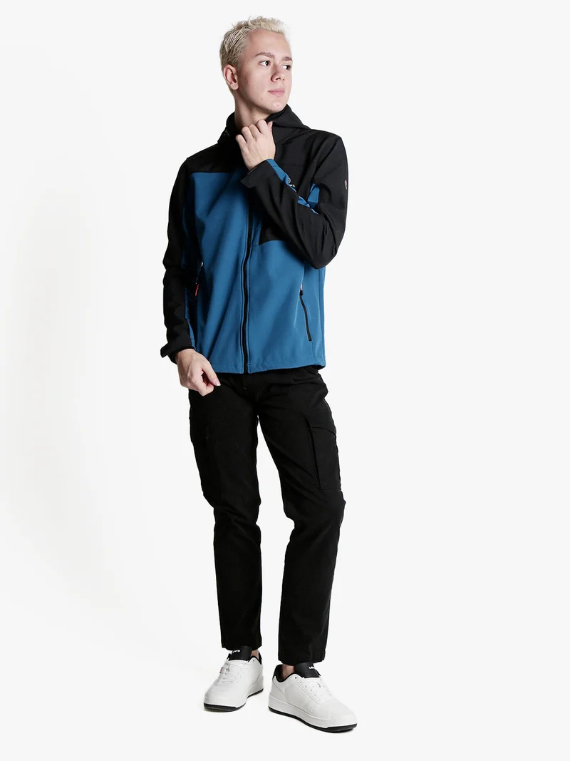 Giacca sportiva da uomo impermeabile con cappuccio e interno in pile - blu