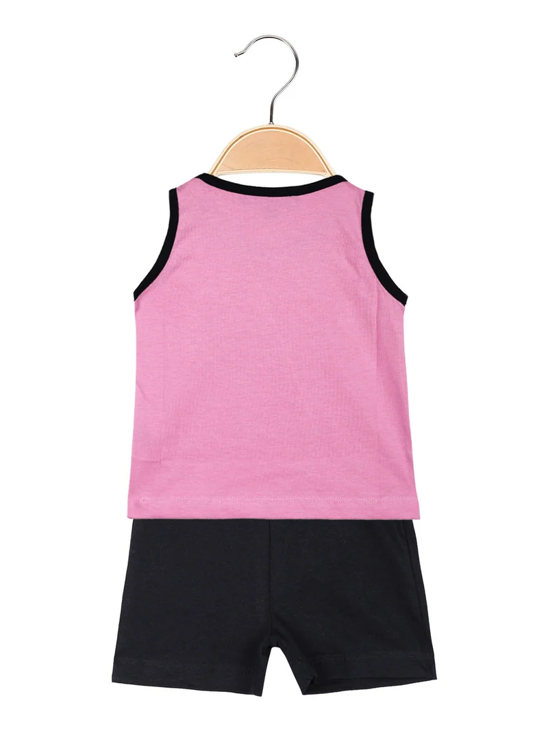 Completo corto da neonata in cotone - rosa