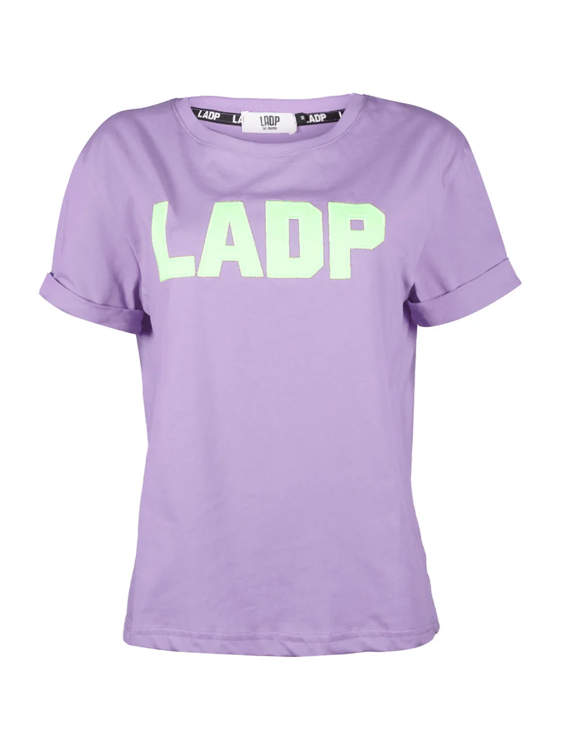 T-shirt donna manica corta con scritta - lilla