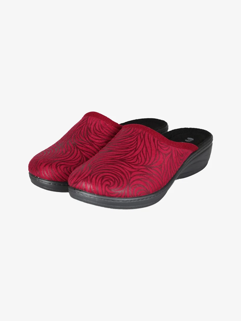 Pantofole donna con zeppa - bordeaux