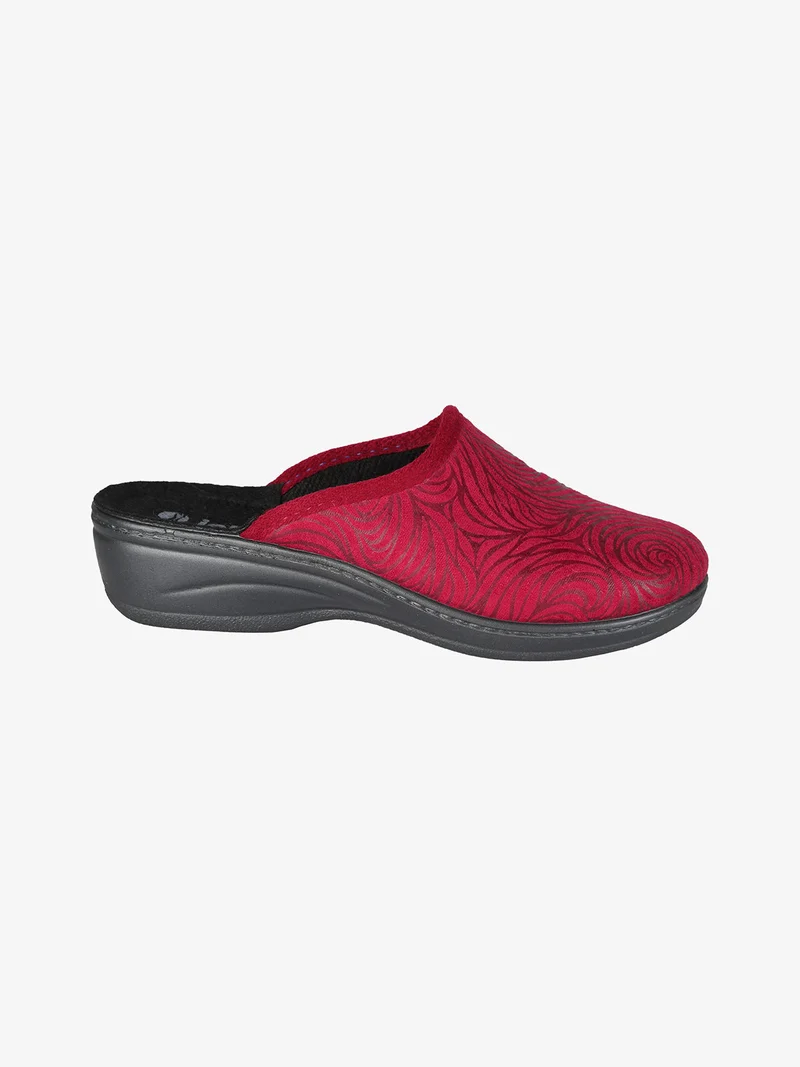 Pantofole donna con zeppa - bordeaux