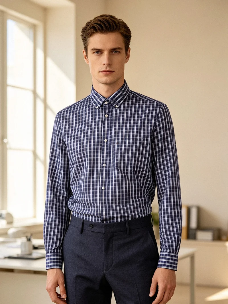 Camicia da uomo regular fit a fantasia - bluette