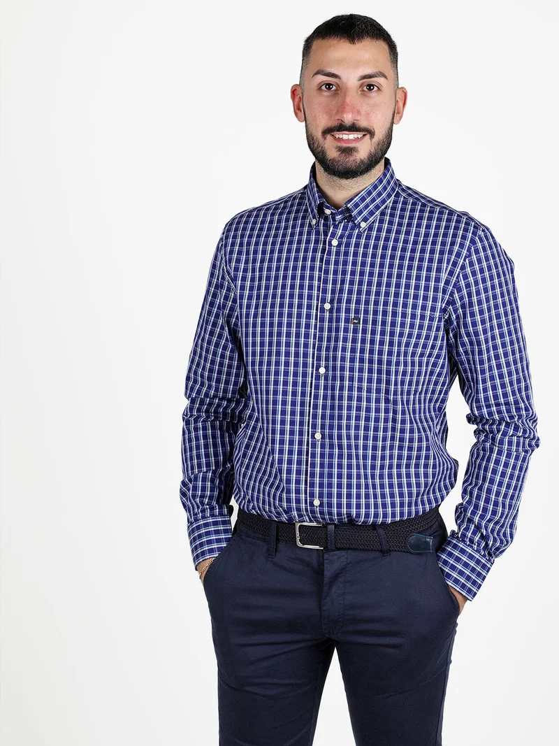 Camicia da uomo regular fit a fantasia - bluette