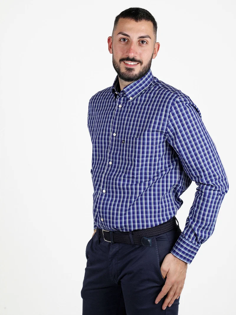 Camicia da uomo regular fit a fantasia - bluette