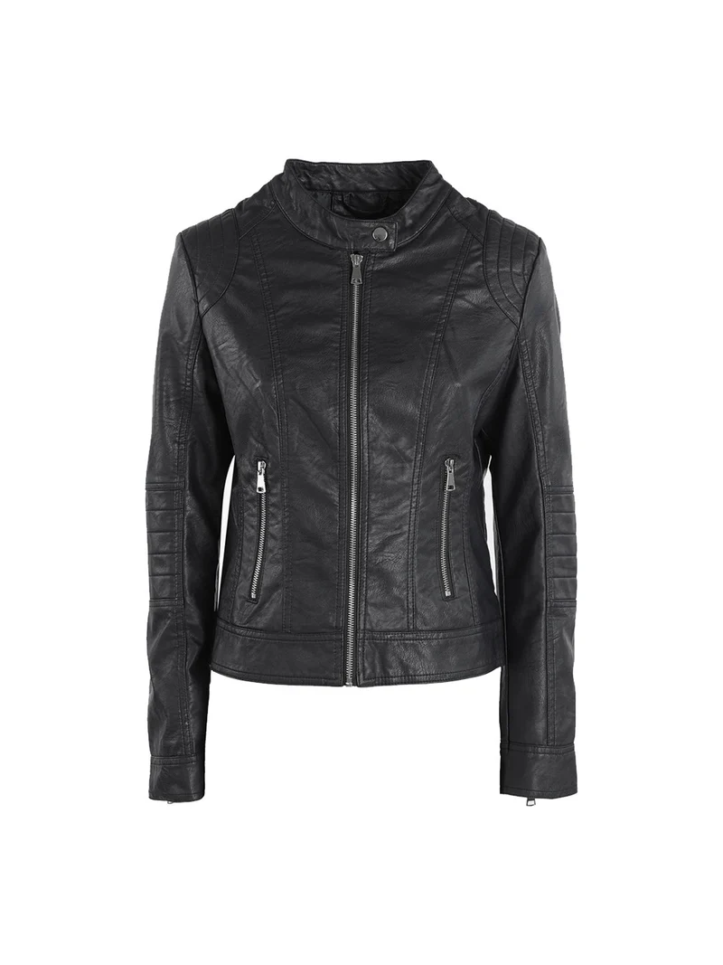 Giacca in ecopelle da donna - nero