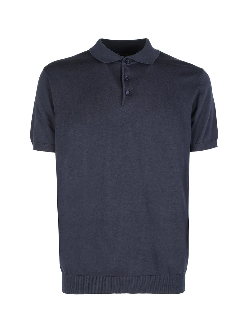 Polo da uomo in cotone a maniche corte - blu scuro