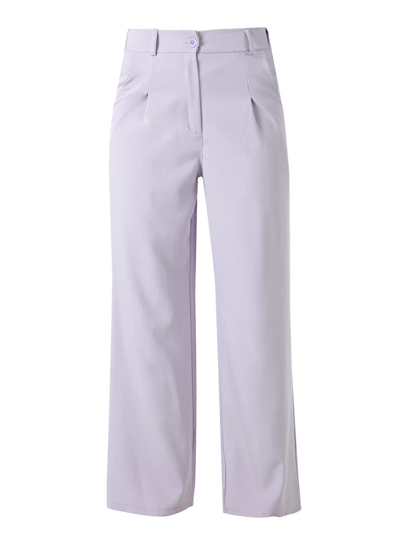 Pantaloni da donna a gamba dritta e larga - lilla