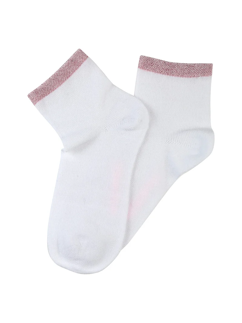 Calze corte da bambina con bordo lurex - bianco