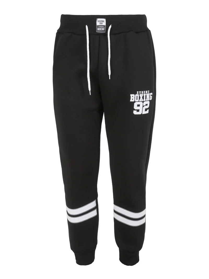 Pantaloni tuta da uomo felpati con polsini - nero