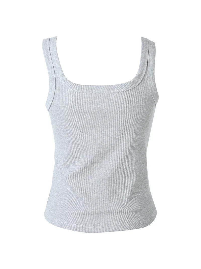 Top donna girocollo a costine - grigio