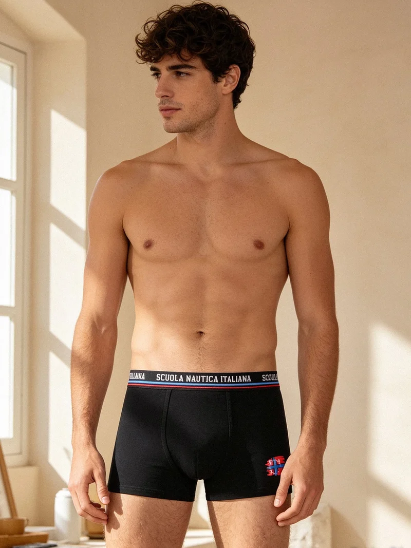 Boxer da uomo in cotone elastico - nero