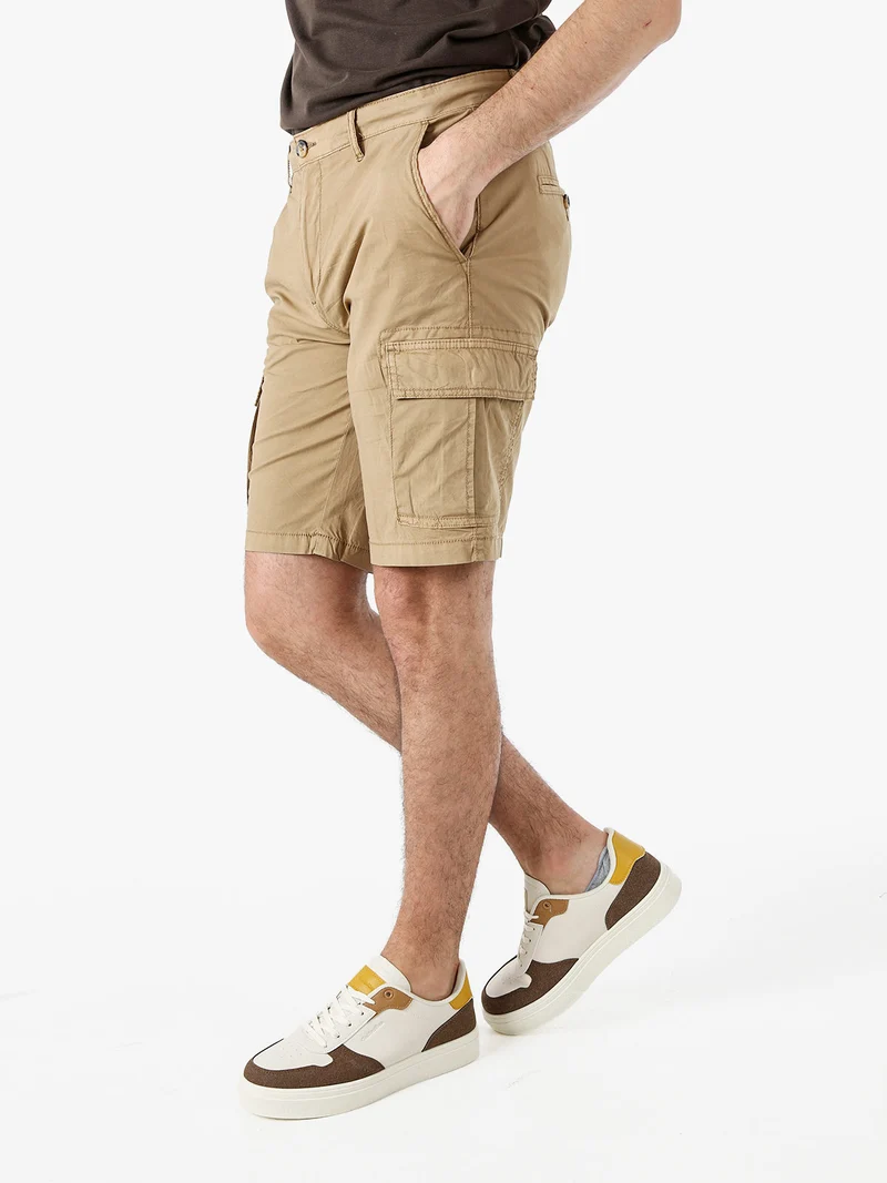Bermuda da uomo in cotone con tasconi laterali - khaki