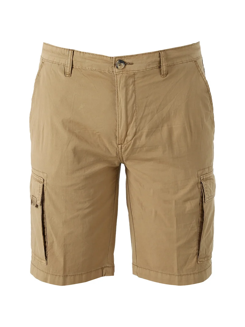 Bermuda da uomo in cotone con tasconi laterali - khaki