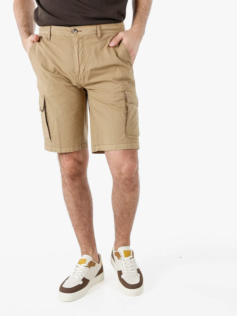 Bermuda da uomo in cotone con tasconi laterali - khaki