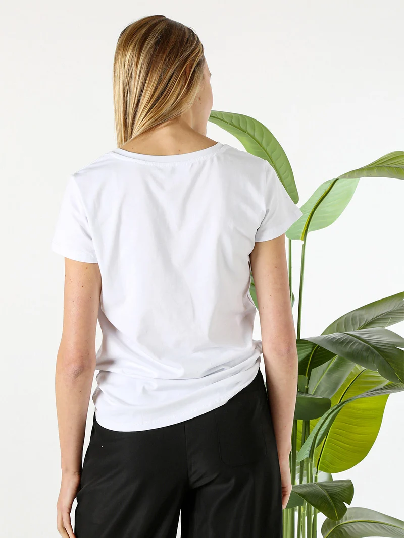 T-shirt donna in cotone con stampa cani - bianco