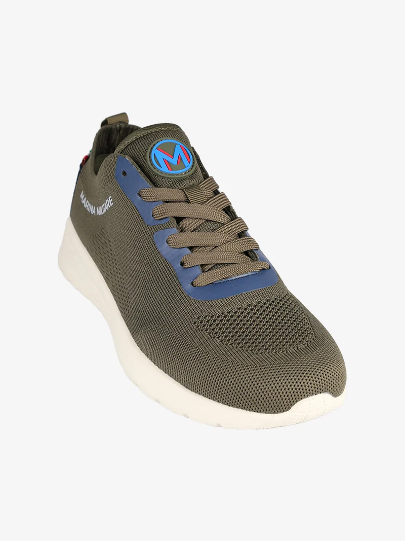 Sneakers da uomo stringate in maglia - militare