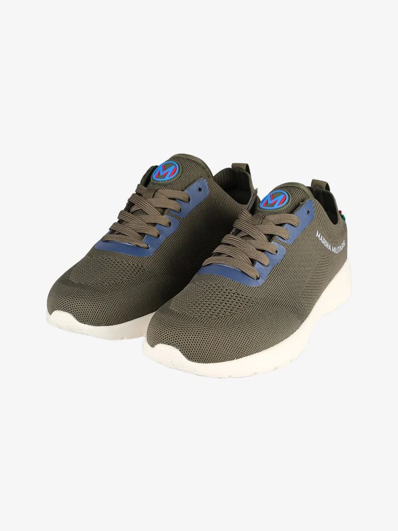 Sneakers da uomo stringate in maglia - militare