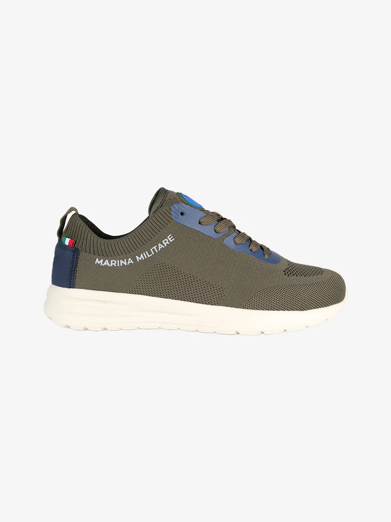 Sneakers da uomo stringate in maglia - militare