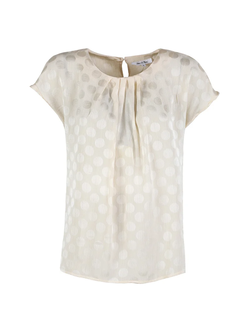 Blusa donna girocollo a maniche corte - beige
