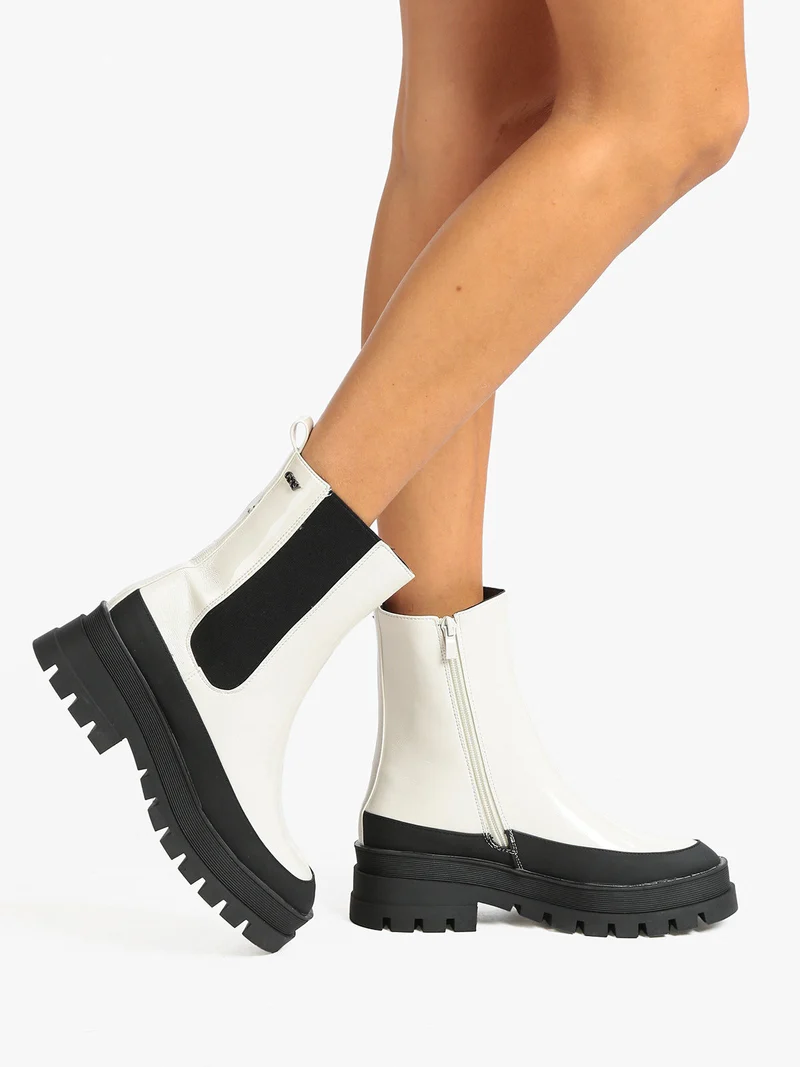 Stivaletti donna con platform - bianco