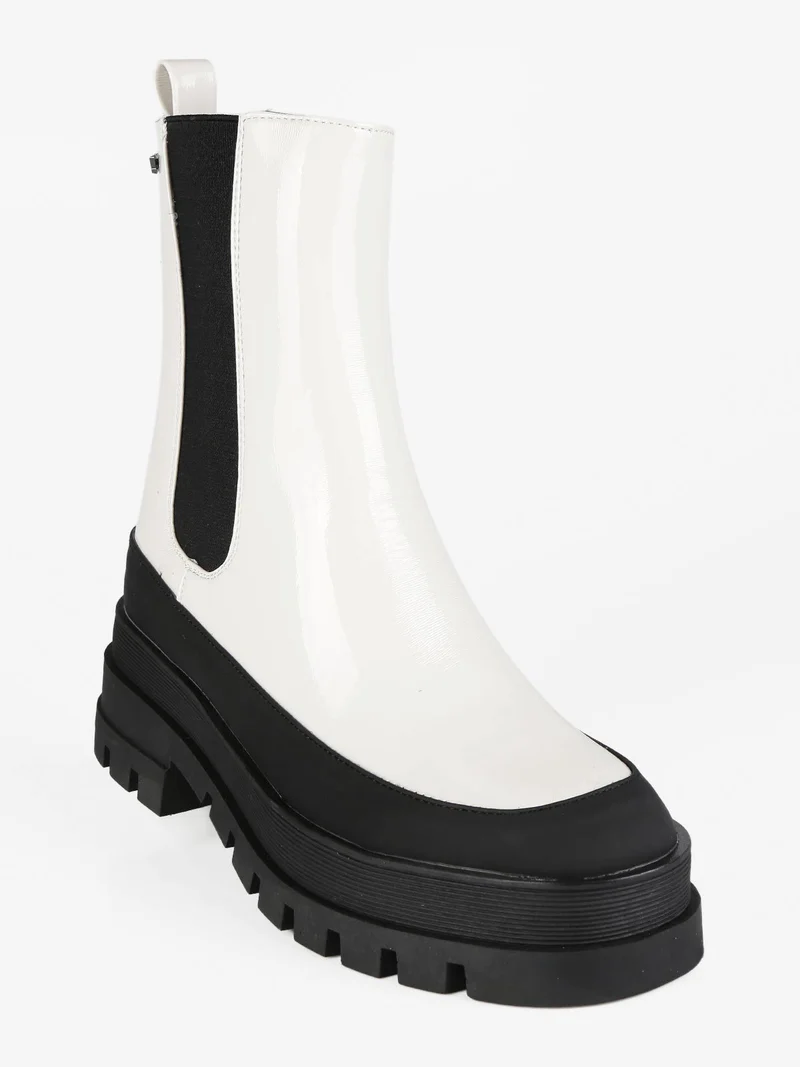 Stivaletti donna con platform - bianco