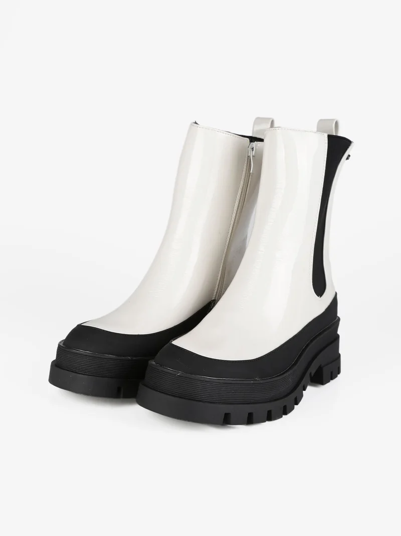 Stivaletti donna con platform - bianco