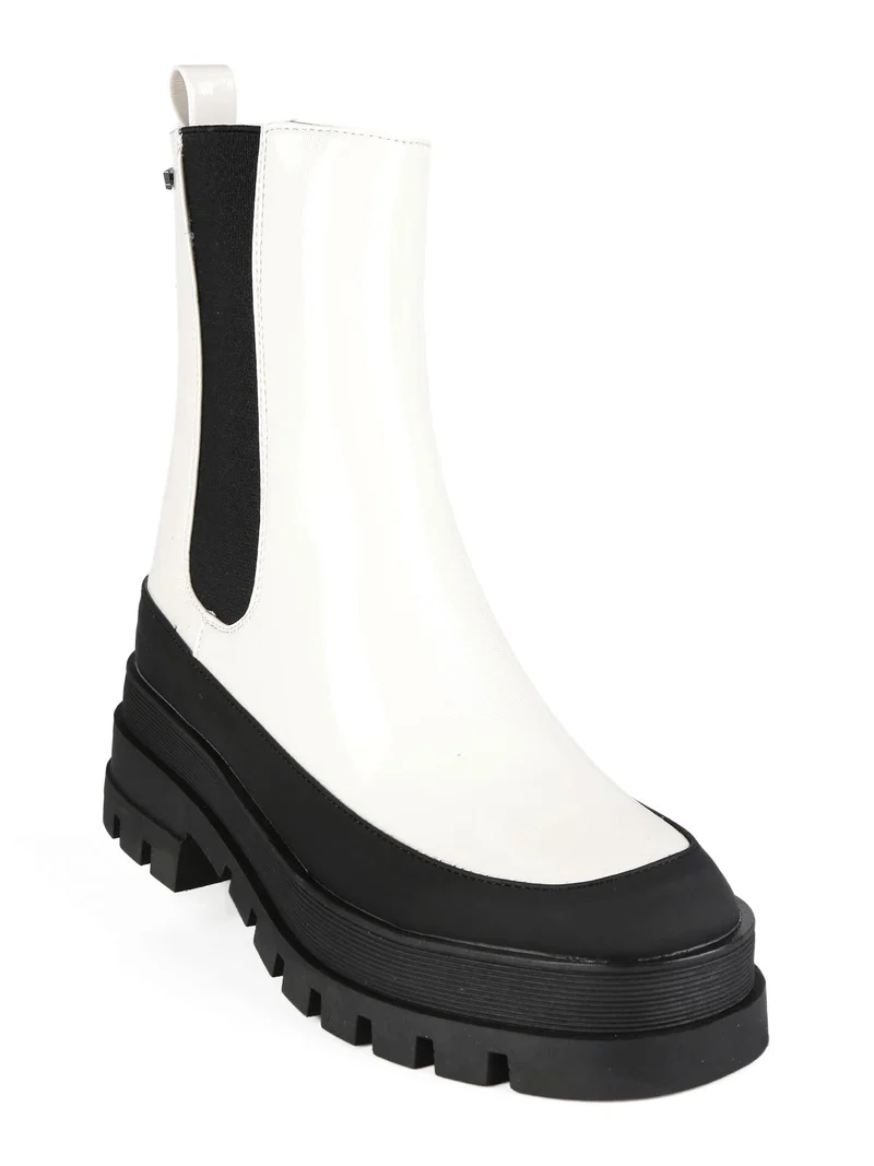 Stivaletti donna con platform - bianco