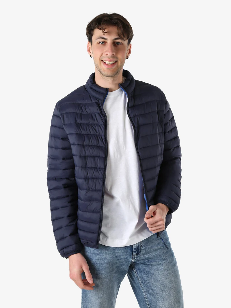 Giubbino da uomo modello 100 grammi con zip - blu scuro