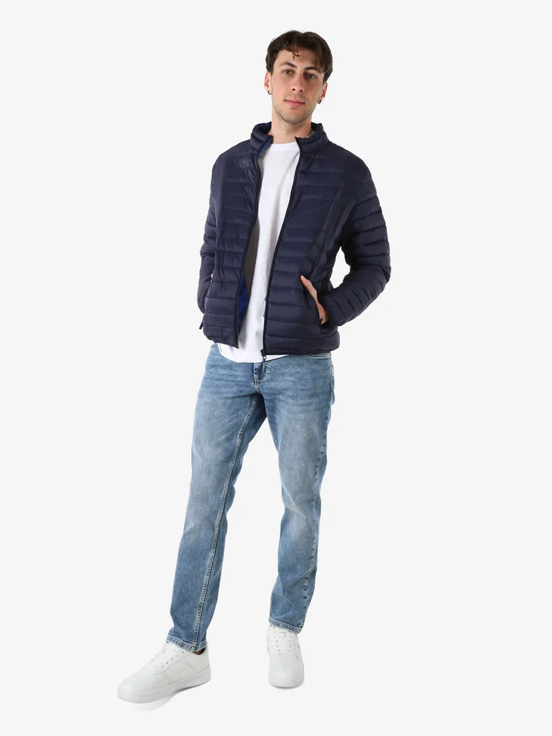 Giubbino da uomo modello 100 grammi con zip - blu scuro