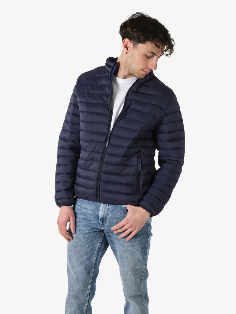 Giubbino da uomo modello 100 grammi con zip - blu scuro