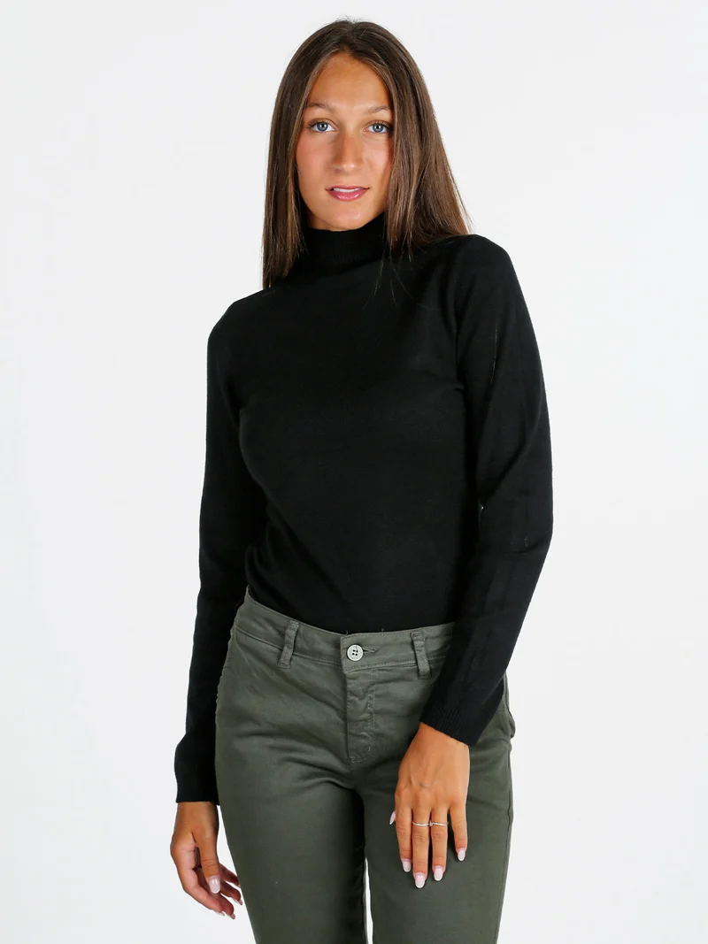 Maglia donna a lupetto - nero