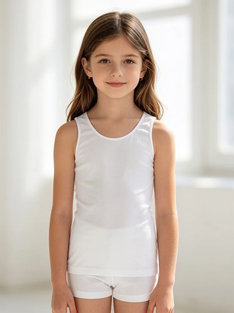 Canotta intima da bambina in caldo cotone - bianco