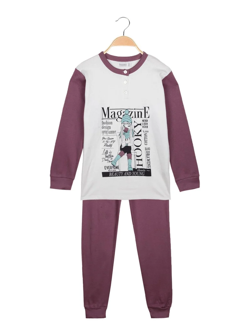 Pigiama lungo bambina in cotone - bianco