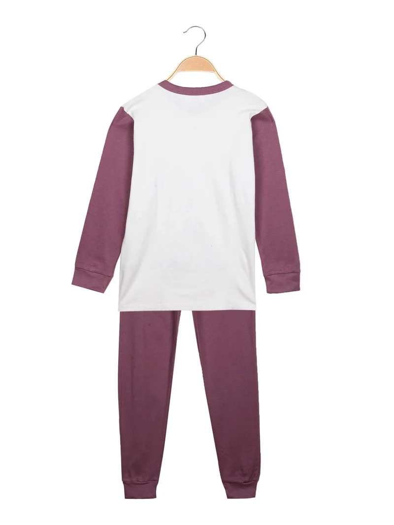 Pigiama lungo bambina in cotone - bianco